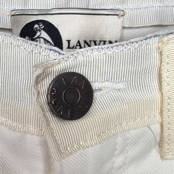 Rare Lanvin ❤️ Acne Collab Ribbon Waist White‎ Straight Leg Jeans Size 27 - Picture 5 of 9